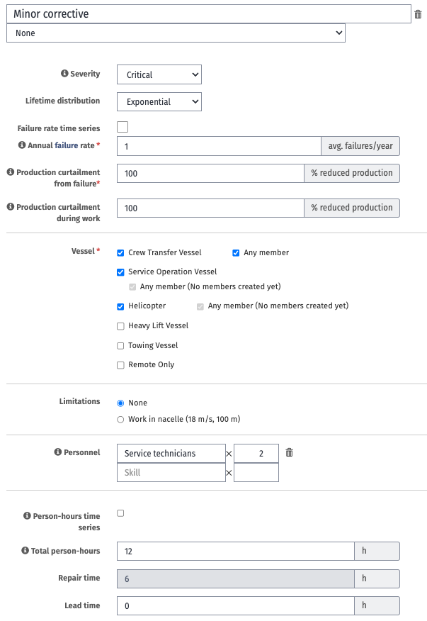 Corrective maintenance inputs