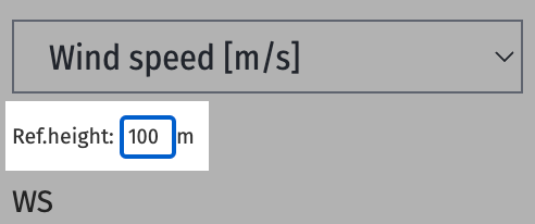 Wind speed reference height input